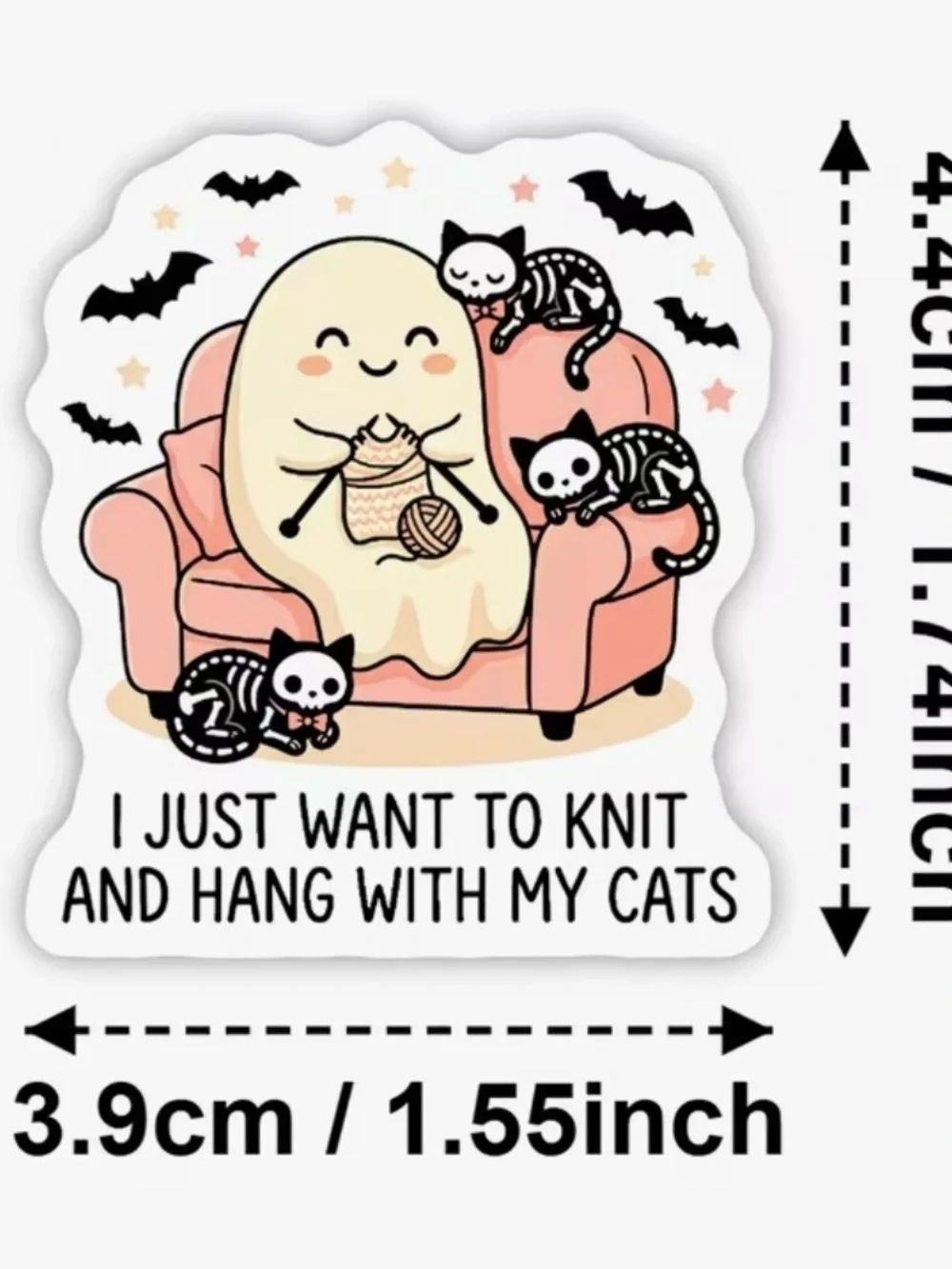 50 Cute Ghost & Her 3 Pet Cats Stickers Busy Kitty Because Reality Sucks' Pink